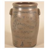 Hamilton & Jones Cobalt-Decorated 4-Gallon Crock
