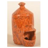 Unusual Small Glazed Redware Chicken Waterer