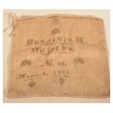 Benjamin H. Whisler 1875 Stenciled Feed Bag