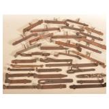 Group of 35 Iron Slide Bolts & Hasps