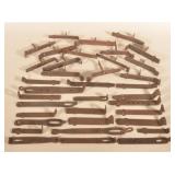 Group of 35 Iron Slide Bolts & Hasps