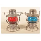 Wabash RR & B&O RR Colored Globe Railroad Lanterns