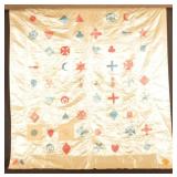Rare Civil War Reunion Corps Badge Painted Quilt