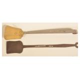 Two Signed & Dated Antique Fireplace Utensils