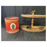 Pipe Stand w/ Tobacco Tin & Cigar Cutter
