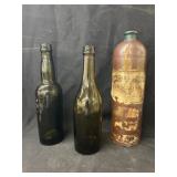 Olive Green & Stoneware Bottles