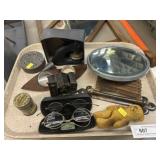 Still Bank w/ Vintage Eyeglasses, & Tin