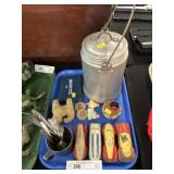 Creamer Can w/ Vintage Toys & Plated Spoons