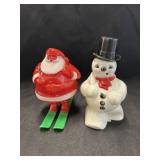 (2) Vintage Christmas Plastic Candy Containers