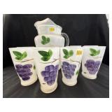 Paint Decorated Water Pitcher Set
