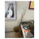 Assortment of Fishing Rods w/ Recurve Bows