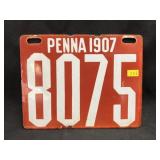 PA 1907 Porcelain License Plate