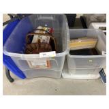 2 Storage Totes of Books & Baskets