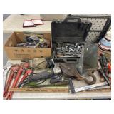 Assortment of Hand Tools, Feed Scoop, & Grinder