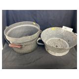 2 Gray Agateware Strainers