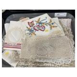 Crocheted Table Covers w/ Embroidered Linens