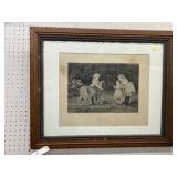 Framed Lithograph w/ Block Print