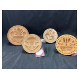 (4) Excellent Hand Carved Butter Molds by Tim