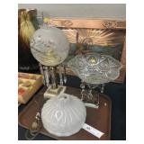 Victorian Cut Glass Oil Lamp & Compote