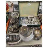 Silver Plate Serving Pieces w/ Utensils