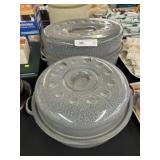 2 Gray Agateware Roasters