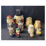 Grouping of Wooden Nesting Dolls