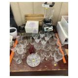 Stemware, Cutting Board, & Kitchen Appliances