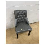 Gray Tufted Faux Leather Accent Chair