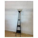 Black Metal Shelf Floor Lamp With Glass Shade