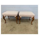 Pair Upholstered Benches with Cabriole Legs