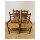 4 Ladder-Back Wood Chairs with Rush Seat