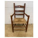 Wood Armchair With Woven Rush Seat