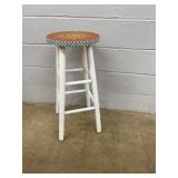Hand-Painted Wooden Stool With Sun Motif