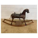 Antique Rocking Horse With Leather Saddle