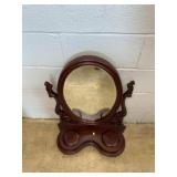 Carved Wood Vanity Mirror w/ Lidded Compartment