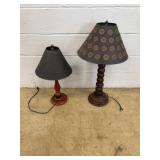 Pair of Painted Table Lamps w/ Metal Shades