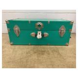 Green Metal Trunk with Silver-Tone Hardware