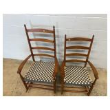 Pair of Quaker Style Ladder Back Rocking Armchairs