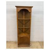 Tall Oak Corner Display Cabinet With Light
