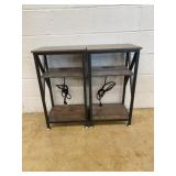 Metal and Wood End Tables with Power