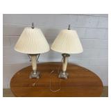 Pair Crackle Glaze Table Lamps with Shades