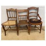 Three Various Wood Side Chairs