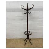 Wooden Bentwood Coat and Hat Rack