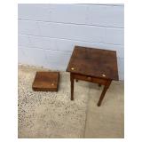 Wood Side Table and Lidded Box Set