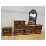 Lea Industries Carved Wood Bedroom Set
