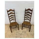 Pair of Ladder Back Wood Side Chairs