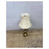 Brass Table Lamp with Pleated Shade