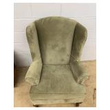 Klaussner Green Upholstered Wingback Chair