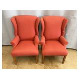 Red Wingback Upholstered Armchairs