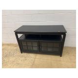 Black Wood and Glass TV Console Stand